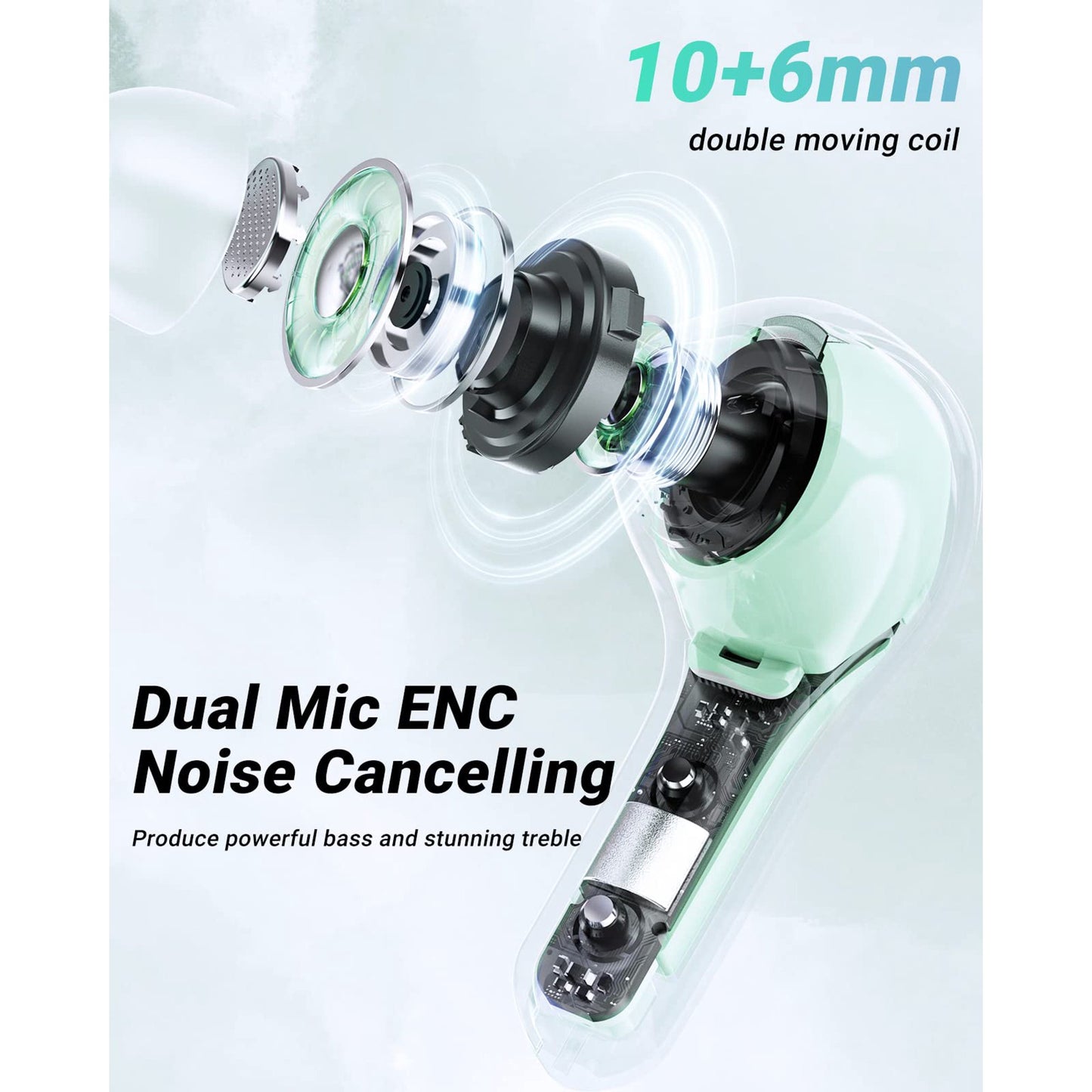 Wireless Earphones Bluetooth 5.3 Headphones LED Power Display Mini Crystal in-Ear Earbuds