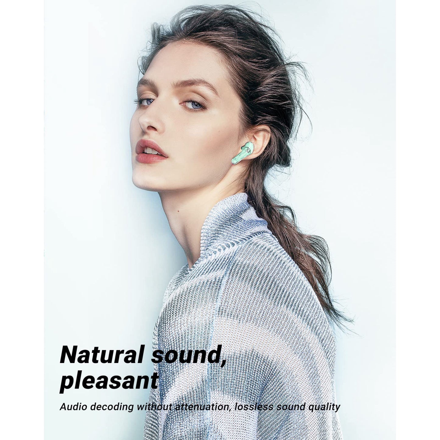 Wireless Earphones Bluetooth 5.3 Headphones LED Power Display Mini Crystal in-Ear Earbuds