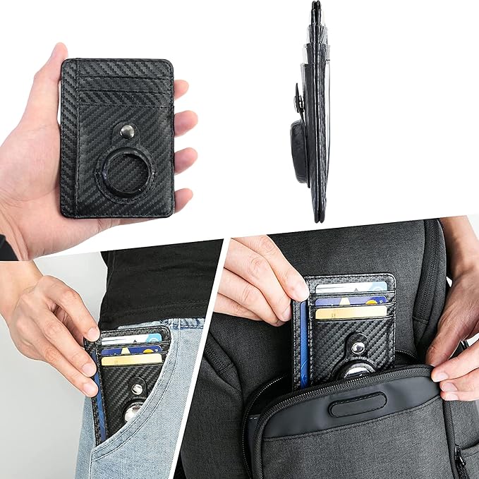Wallet for Men, 8-10 Pocket RFID Card Case, Smart Quick Access Stand, Minimalist Trifold Leather Wallet, Money Clip