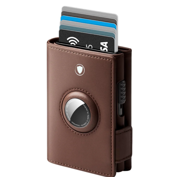 Leather Wallet with airtag Holder for Men Women | RFID Protection | Air tag Slot + Cash + Card Storage | Magnetic Closure