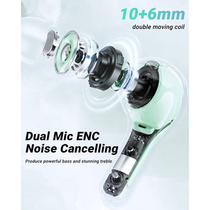 Wireless Earphones Bluetooth 5.3 Headphones LED Power Display Mini Crystal in-Ear Earbuds