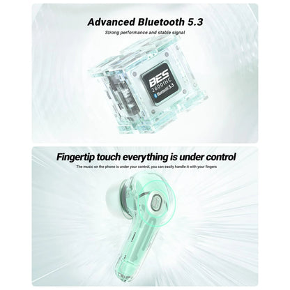 Wireless Earphones Bluetooth 5.3 Headphones LED Power Display Mini Crystal in-Ear Earbuds